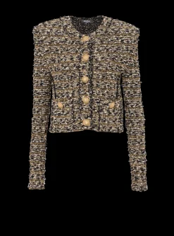 Women Balmain Cropped Lurex Tweed Jacket