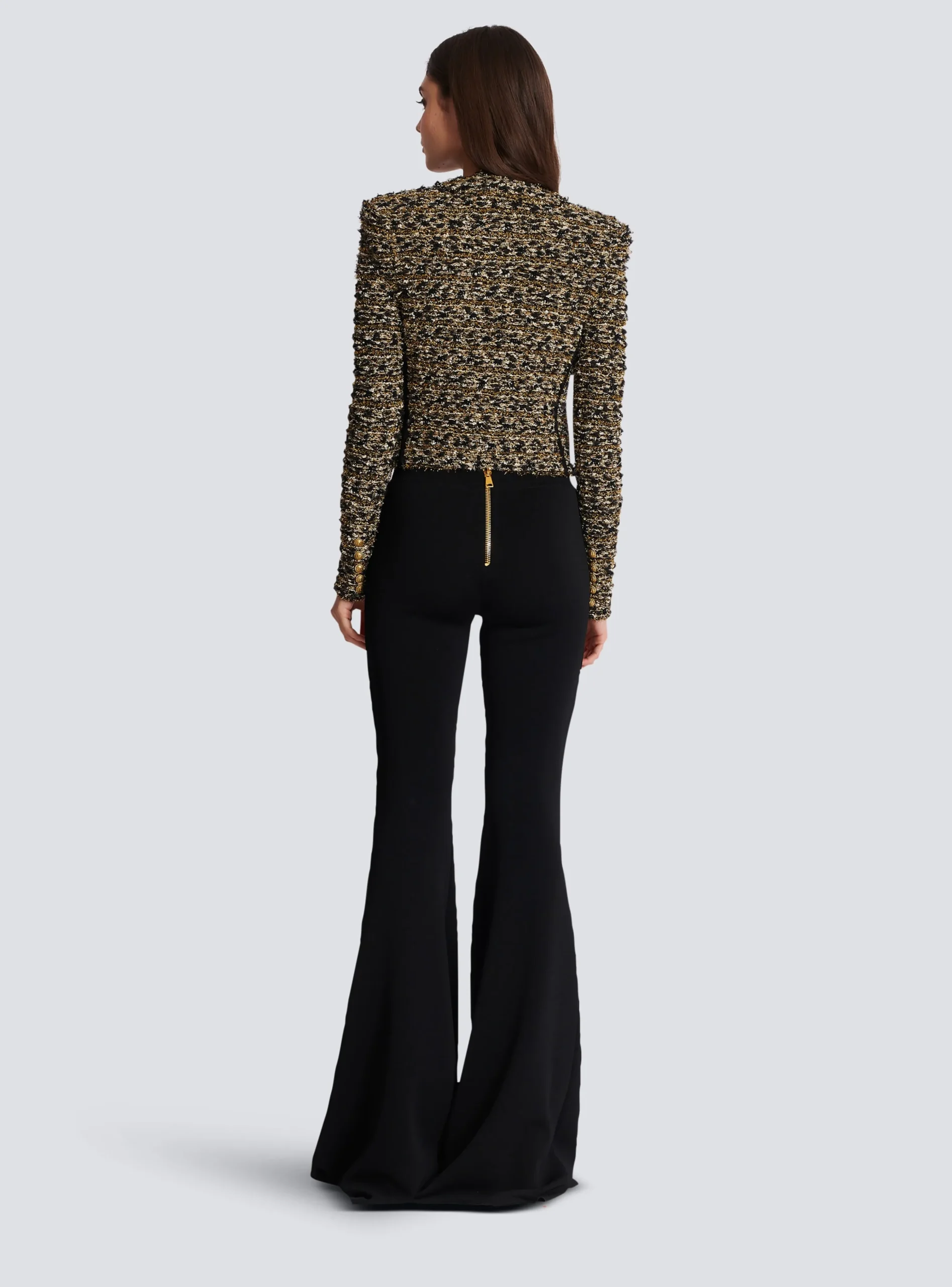 Women Balmain Cropped Lurex Tweed Jacket