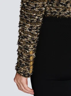 Women Balmain Cropped Lurex Tweed Jacket