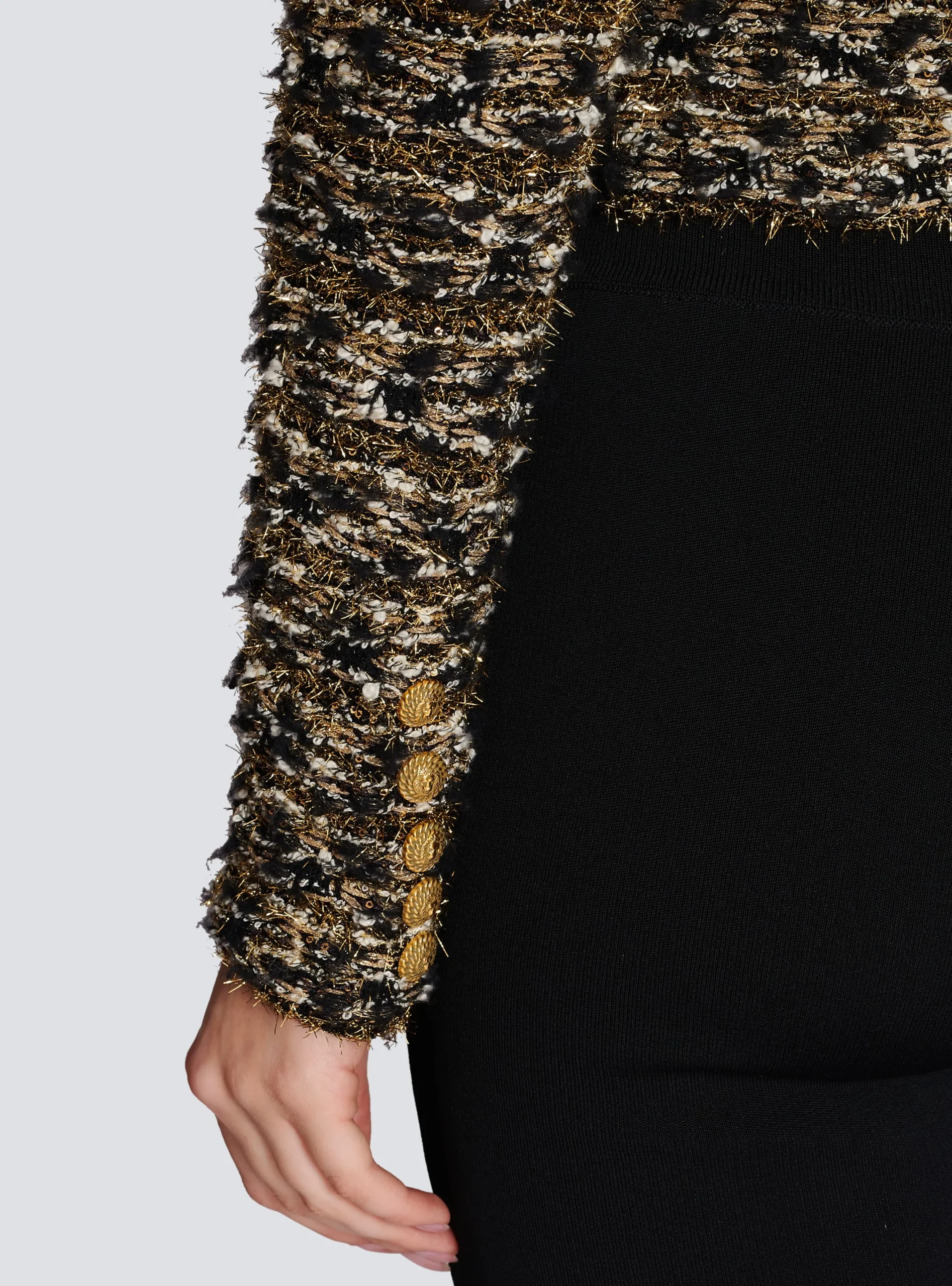 Women Balmain Cropped Lurex Tweed Jacket