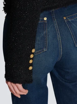 Women Balmain Cropped Lurex Tweed Jacket