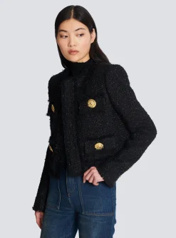 Women Balmain Cropped Lurex Tweed Jacket