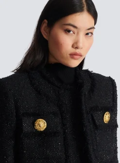 Women Balmain Cropped Lurex Tweed Jacket
