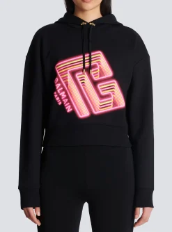 Women Balmain Cropped Neon-print Sweatshirt