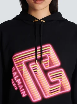 Women Balmain Cropped Neon-print Sweatshirt