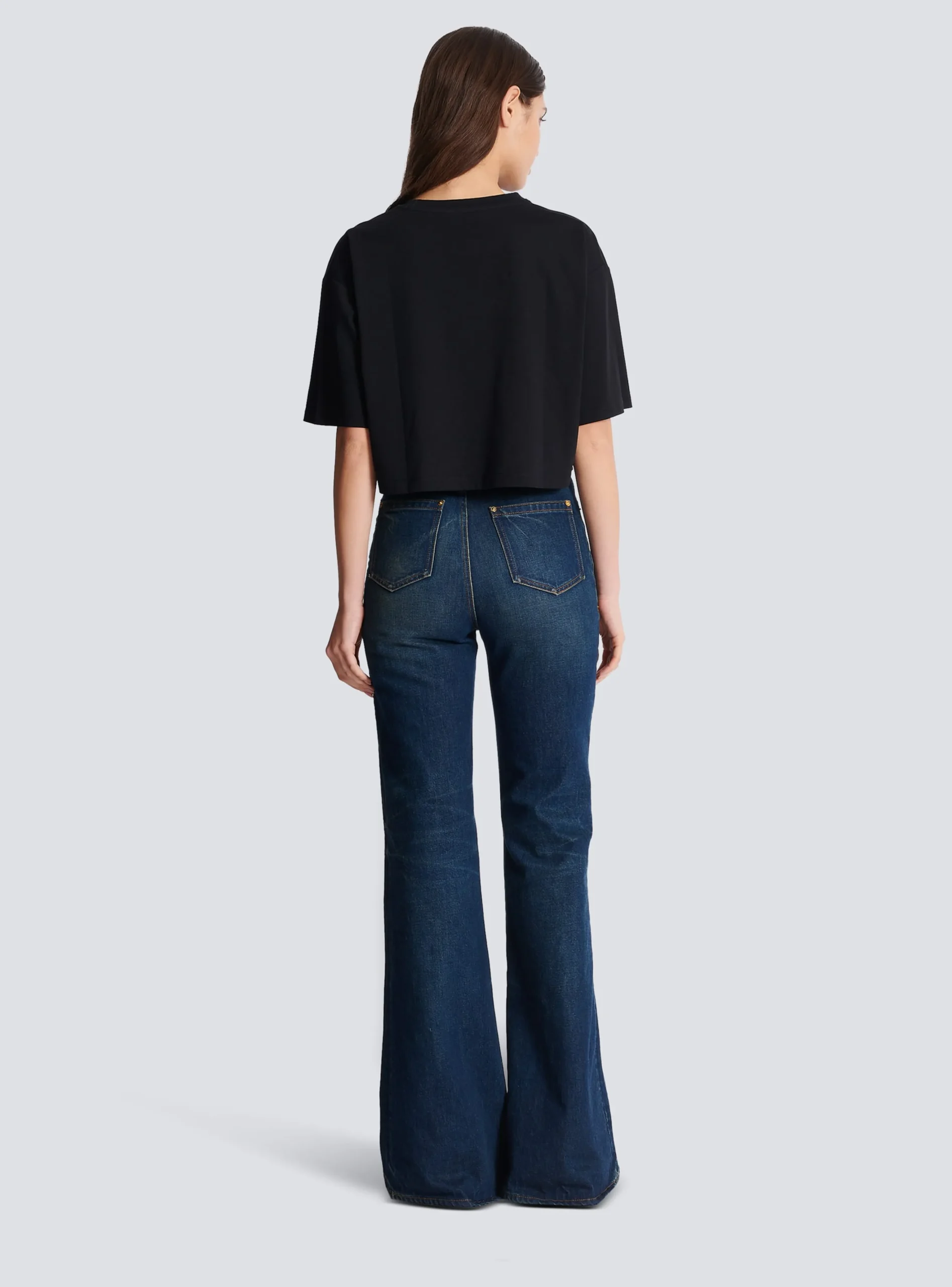 Women Balmain Cropped Neon-print T-shirt