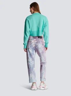 Women Balmain Cropped Sweatshirt With Paris Print