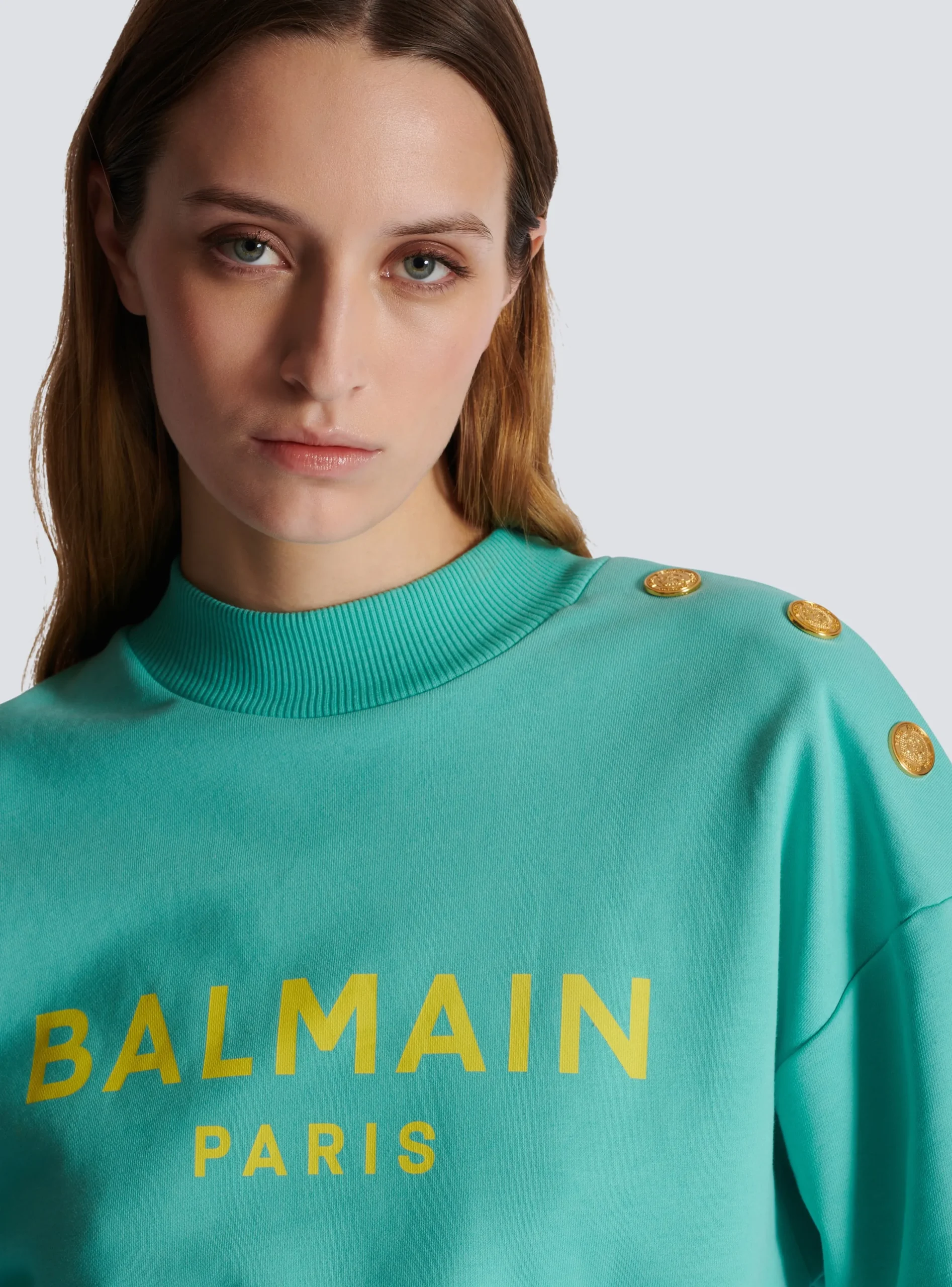 Women Balmain Cropped Sweatshirt With Paris Print