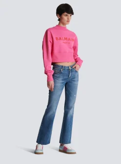 Women Balmain Cropped Sweatshirt With Paris Print
