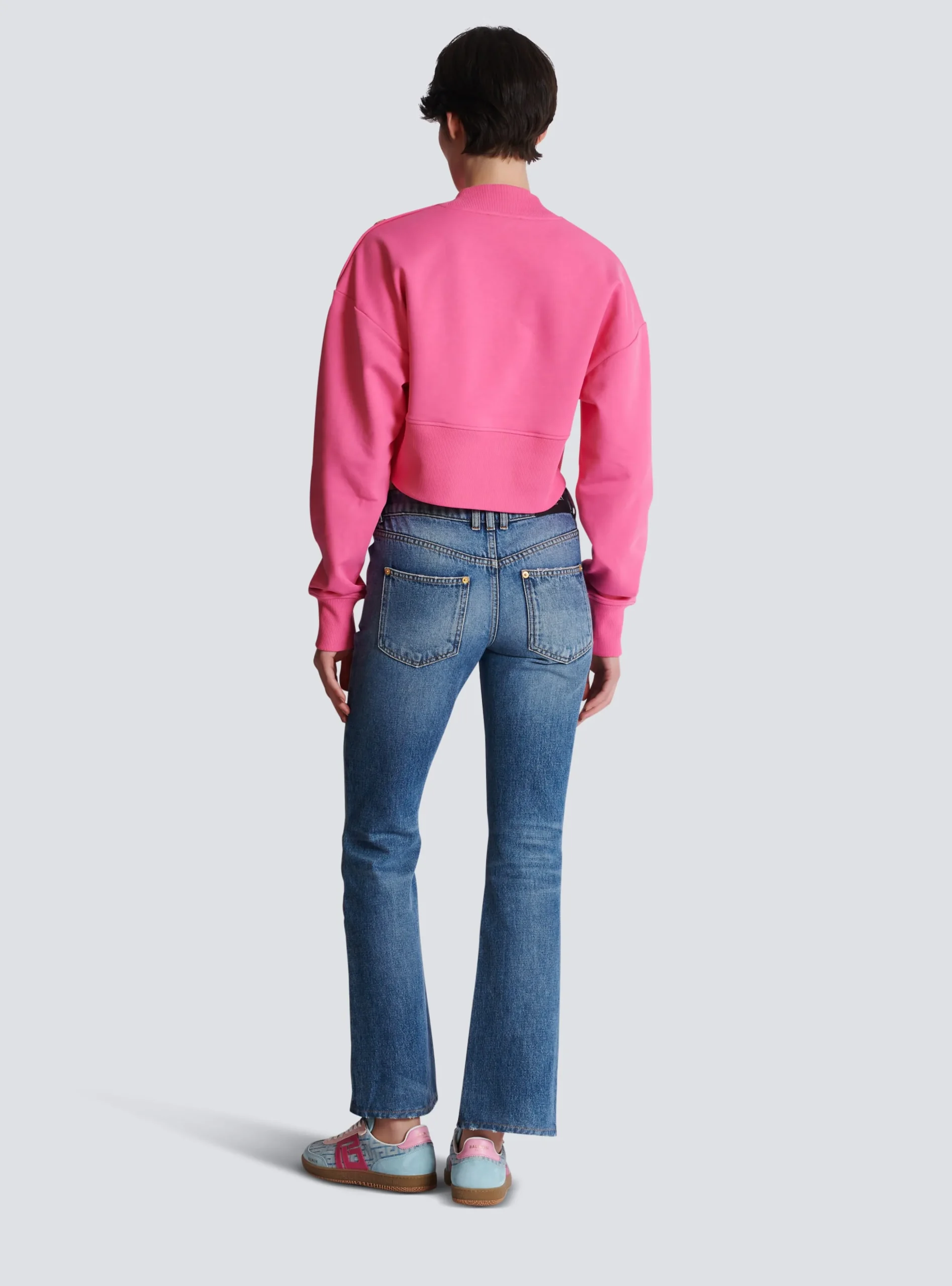 Women Balmain Cropped Sweatshirt With Paris Print
