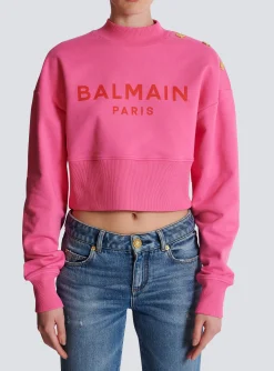 Women Balmain Cropped Sweatshirt With Paris Print