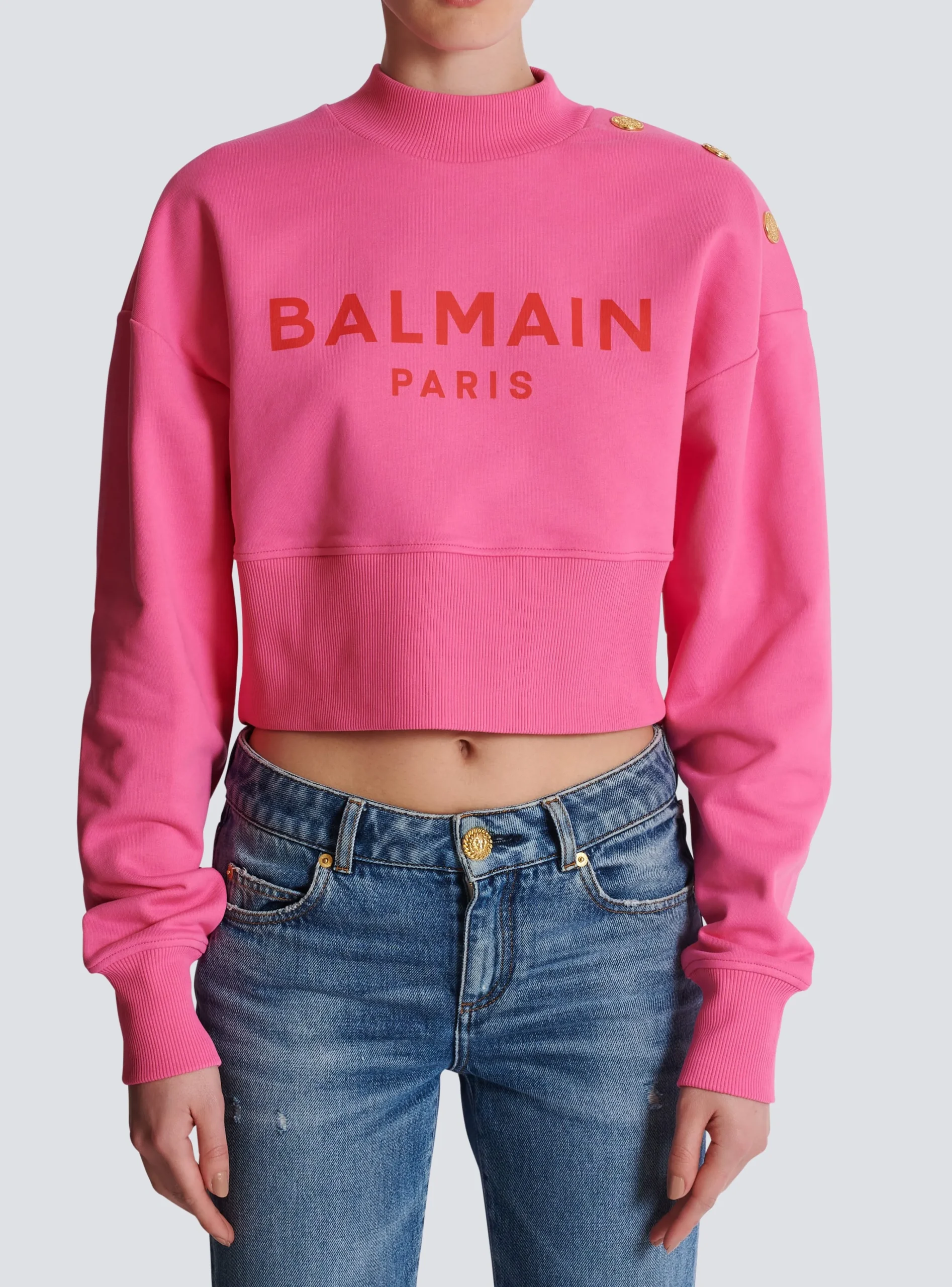 Women Balmain Cropped Sweatshirt With Paris Print