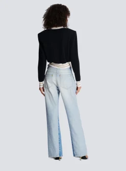 Women Balmain Cropped Wool Jumper With Logo