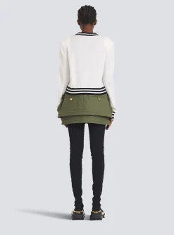 Women Balmain Cropped Wool Sweatshirt With Logo