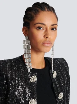 Women Balmain Crystal Crocodile Earrings