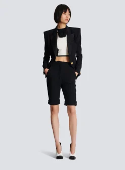 Women Balmain Cycling Shorts In Double Crepe