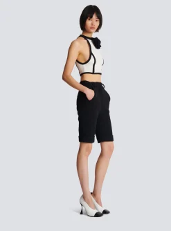 Women Balmain Cycling Shorts In Double Crepe