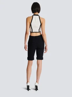 Women Balmain Cycling Shorts In Double Crepe