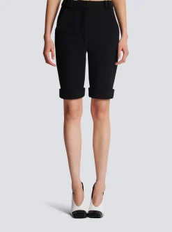 Women Balmain Cycling Shorts In Double Crepe