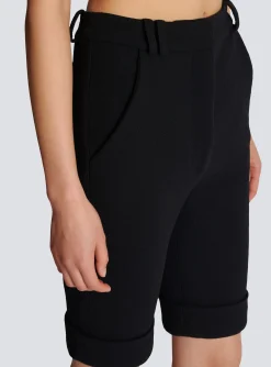 Women Balmain Cycling Shorts In Double Crepe