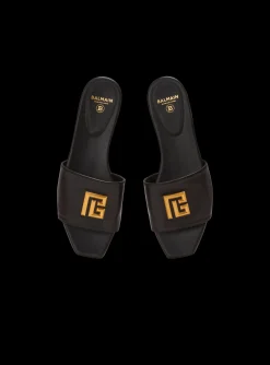 Women Balmain Dafne Smooth Calfskin Leather Mules