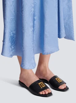 Women Balmain Dafne Smooth Calfskin Leather Mules