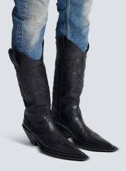 Balmain Dan Patchwork Leather Boots