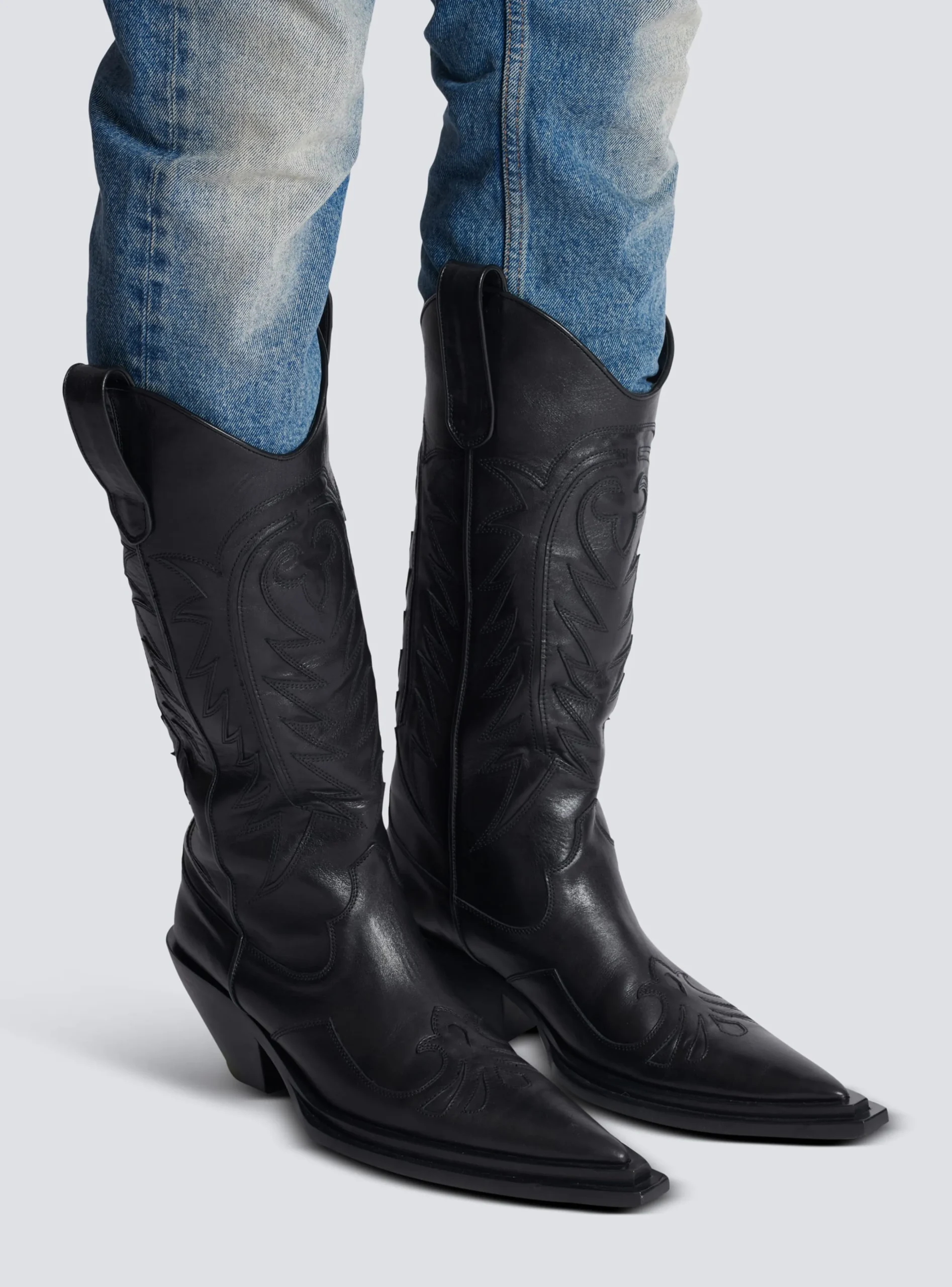 Balmain Dan Patchwork Leather Boots