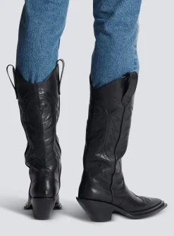 Balmain Dan Patchwork Leather Boots
