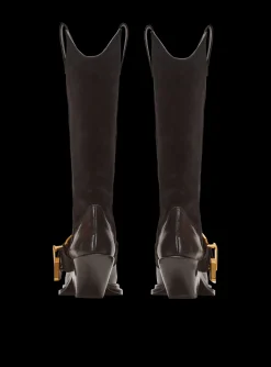 Women Balmain Dan Western Suede Leather Boots