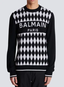 Balmain Diamond Paris Two-tone Jacquard Jumper