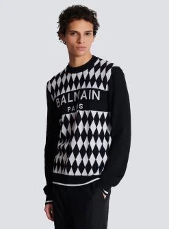 Balmain Diamond Paris Two-tone Jacquard Jumper