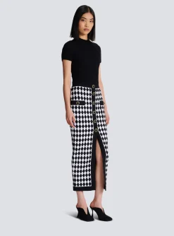 Women Balmain Diamond Jacquard Midi Skirt