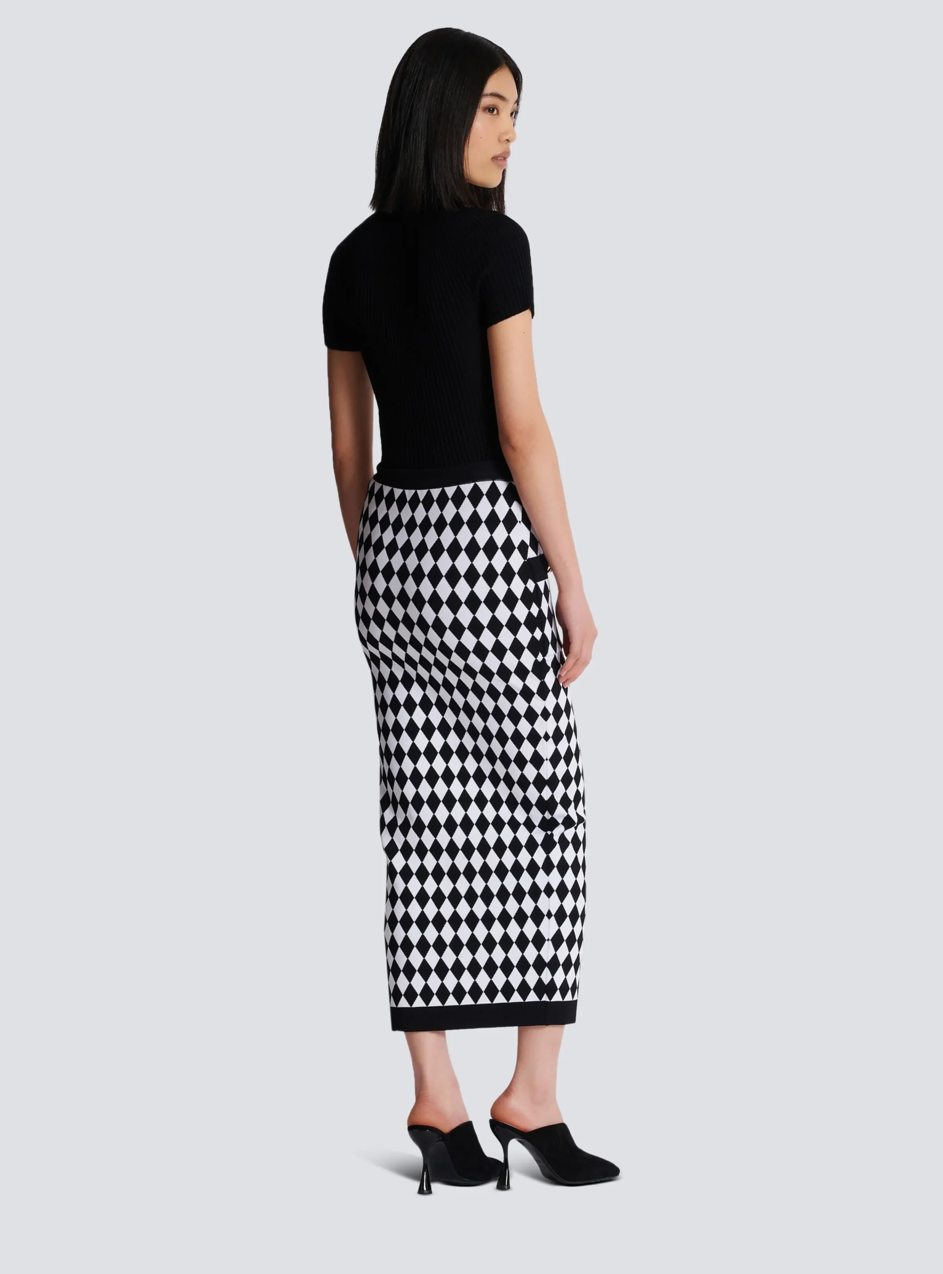 Women Balmain Diamond Jacquard Midi Skirt