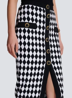 Women Balmain Diamond Jacquard Midi Skirt