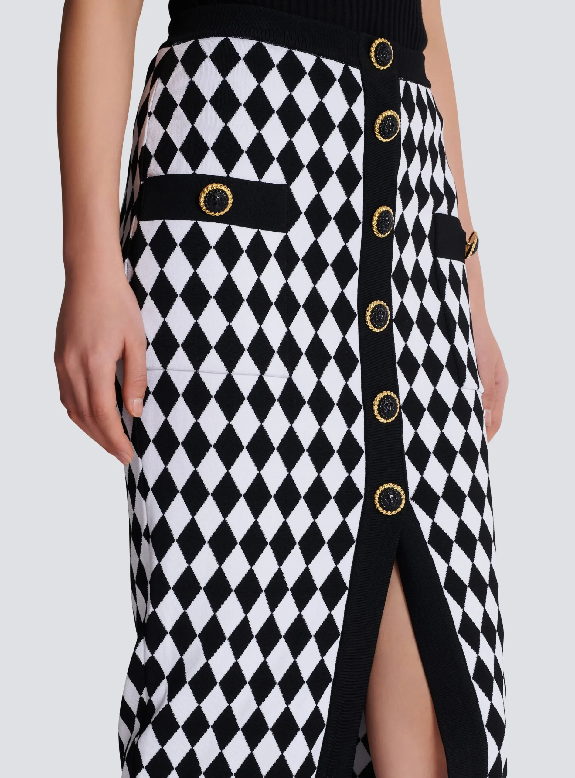 Women Balmain Diamond Jacquard Midi Skirt