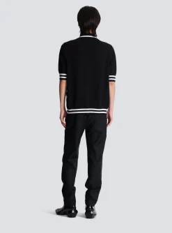 Balmain Diamond Polo Shirt In Two-tone Cotton