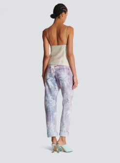 Women Balmain Diamond Print Silk Top