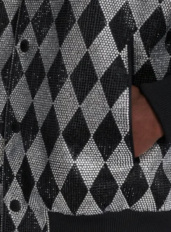 Balmain Diamond Satin Bomber Jacket With Rhinestones