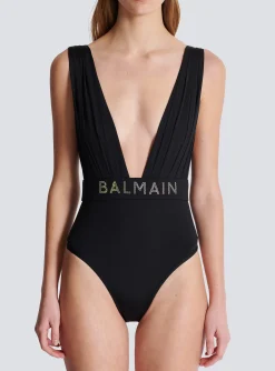 Women Balmain Draped Swimsuit