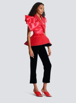 Women Balmain Draped Peplum Top