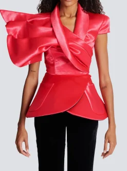 Women Balmain Draped Peplum Top