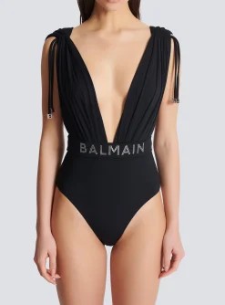 Women Balmain Draped Swimsuit