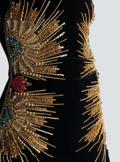 Women Balmain Dress With Pearl And Sequin Embroidery
