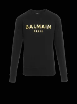 Balmain Eco-designed Cotton Sweatshirt With Paris Logo Print
