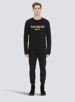 Balmain Eco-designed Cotton Sweatshirt With Paris Logo Print