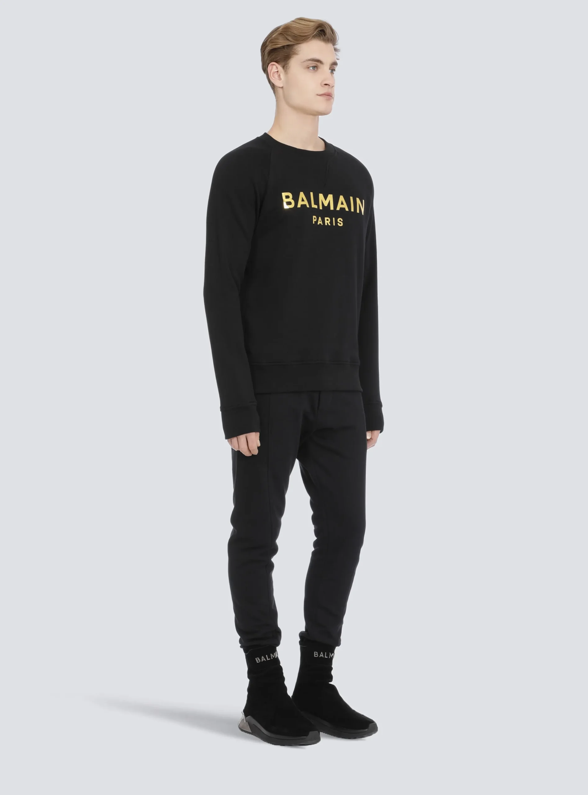 Balmain Eco-designed Cotton Sweatshirt With Paris Logo Print