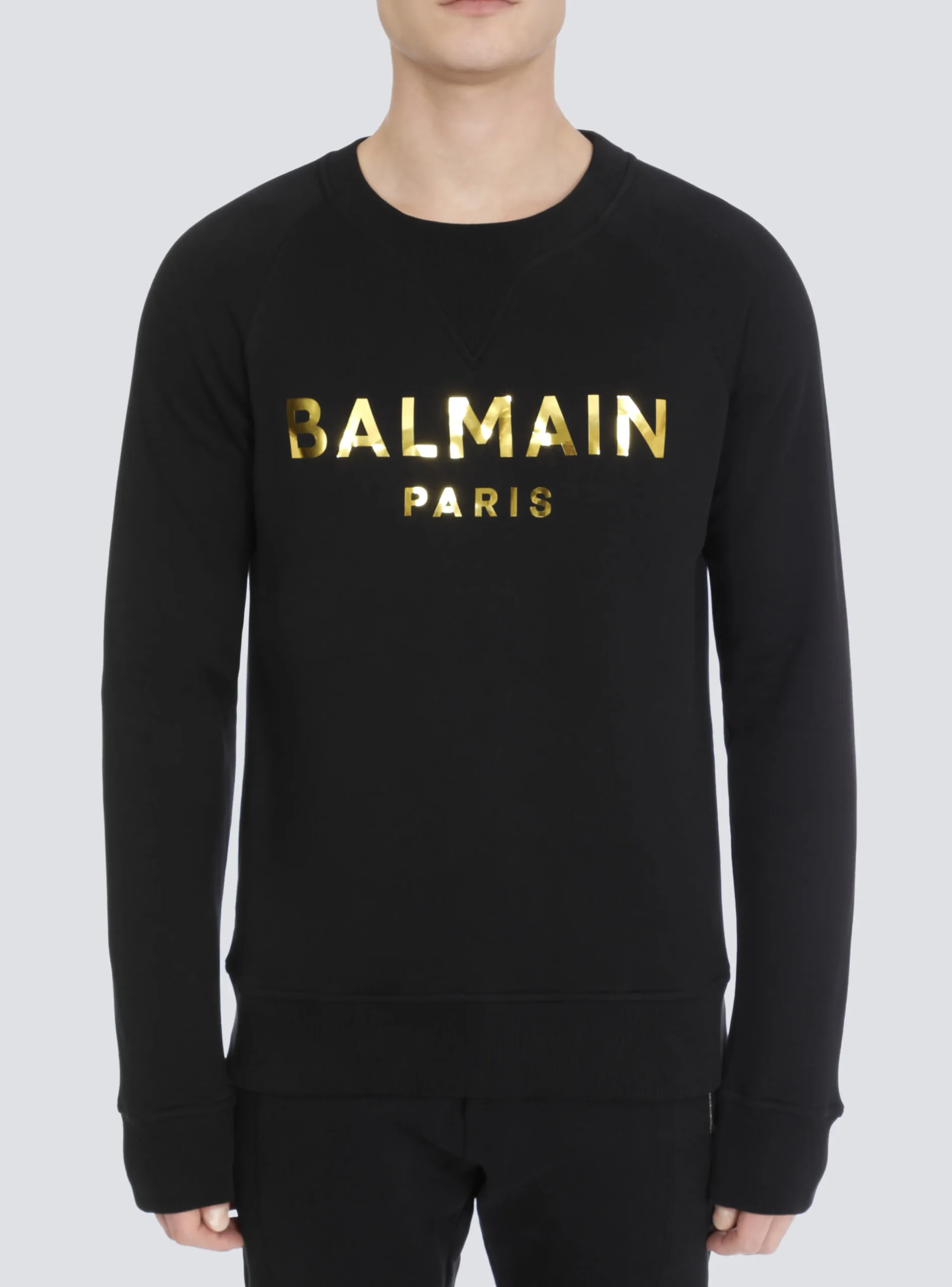 Balmain Eco-designed Cotton Sweatshirt With Paris Logo Print