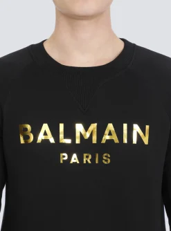 Balmain Eco-designed Cotton Sweatshirt With Paris Logo Print