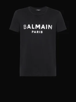 Balmain Eco-designed Cotton T-shirt With Paris Logo Print